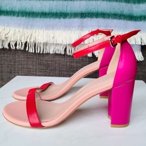 Stuart Weitzman Nearlynude Pink/Red Combo Sz 9